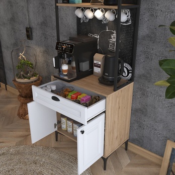 Kávový kútik COFFEE orech/biela 10