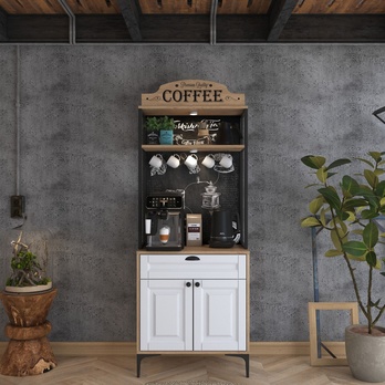 Kávový kútik COFFEE orech/biela 1