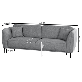 Pohovka COIMBRA 3-sedák, sivá 2