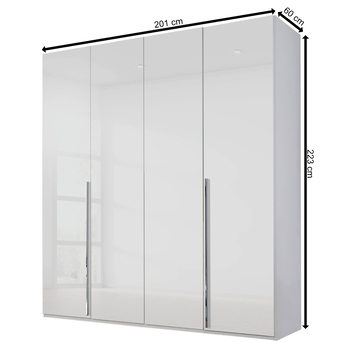 Šatníková skriňa COLIN alpská biela, 4 dvere 2