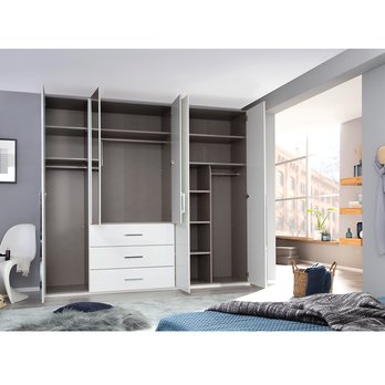 Šatníková skriňa COLIN alpská biela, 5 dverí, 2 zrkadlá 2