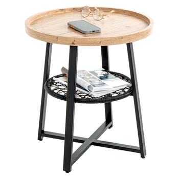 Prístavný stolík COLUMBIA I čierna/dub, priemer 55 cm 1