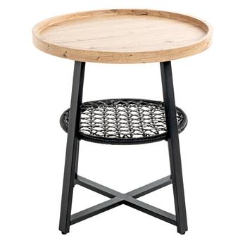 Prístavný stolík COLUMBIA I čierna/dub, priemer 55 cm 2
