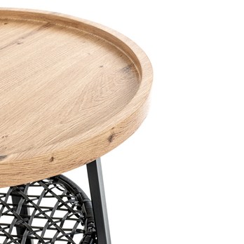 Prístavný stolík COLUMBIA I čierna/dub, priemer 55 cm 3