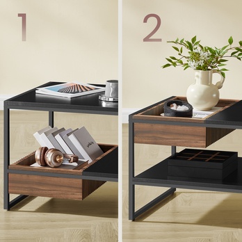 Konferenčný stolík COLUMBIA čierna/hnedá 4