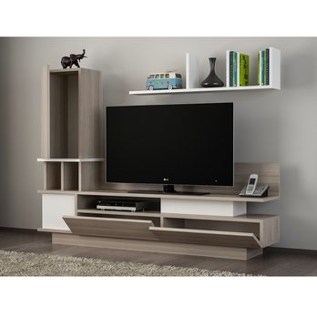 Obývacia stena COMO biela/prírodná 2