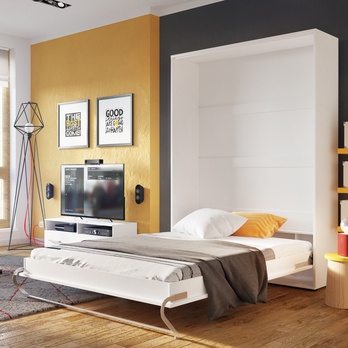 Sklápacia posteľ CONCEPT PRO CP-01 biela matná, 140x200 cm, vertikálna 2