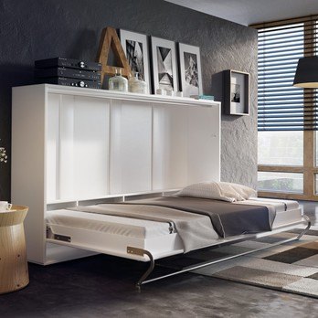 Sklápacia posteľ CONCEPT PRO CP-04 biela matná, 140x200 cm, horizontálna 2