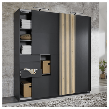 Šatníková skriňa CONOR grafitová 2