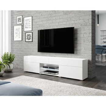 TV komoda CORELLA biela/biela lesklá 1