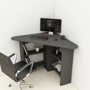 Rohový písací stôl CORNER antracitová 1