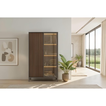 Vitrína CORTINA 2D antracitová/tmavohnedá 1