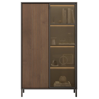 Vitrína CORTINA 2D antracitová/tmavohnedá 3