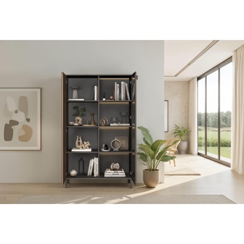 Vitrína CORTINA 2D antracitová/tmavohnedá 4