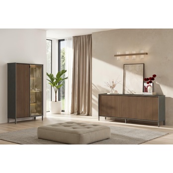 Vitrína CORTINA 2D antracitová/tmavohnedá 6