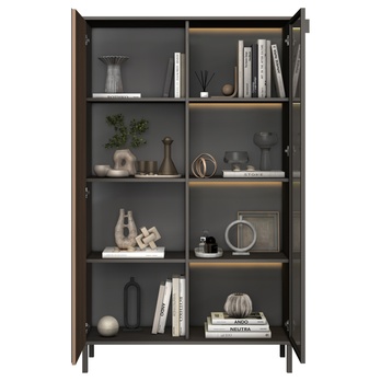 Vitrína CORTINA 2D antracitová/tmavohnedá 2