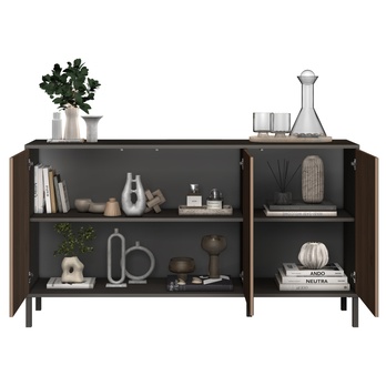 Komoda CORTINA 3D antracitová/tmavohnedá 2