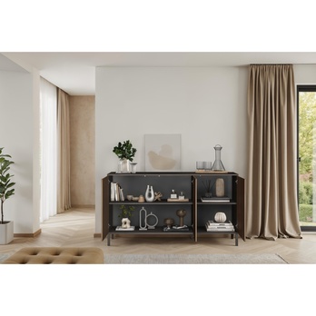 Komoda CORTINA 3D antracitová/tmavohnedá 6