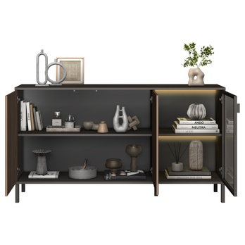 Komoda CORTINA 3DS antracitová/tmavohnedá 2