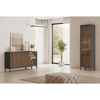 Komoda CORTINA 3DS antracitová/tmavohnedá 3