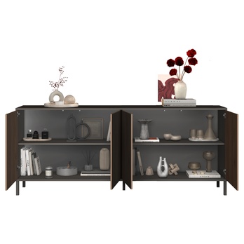 Komoda CORTINA 4D antracitová/tmavohnedá 2