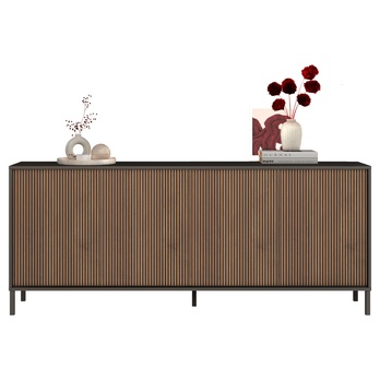 Komoda CORTINA 4D antracitová/tmavohnedá 3