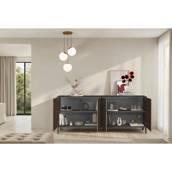 Komoda CORTINA 4D antracitová/tmavohnedá 4