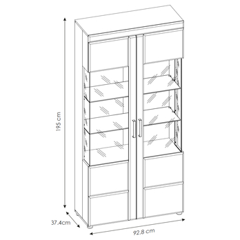 Vitrína  CORTINA IV dub tmavý grande 4