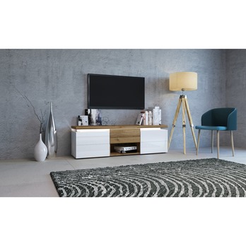 TV stolík CORTINA dub wotan/biela 1