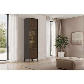 Vitrína CORTINA antracitová/tmavohnedá 1