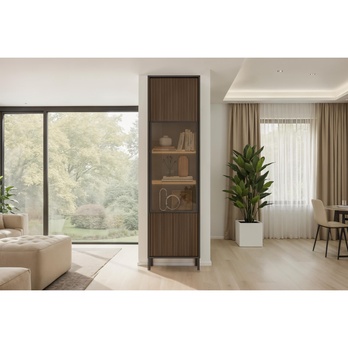 Vitrína CORTINA antracitová/tmavohnedá 3