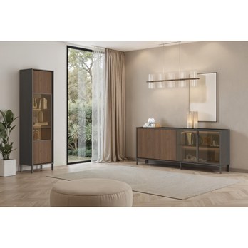 Vitrína CORTINA antracitová/tmavohnedá 4