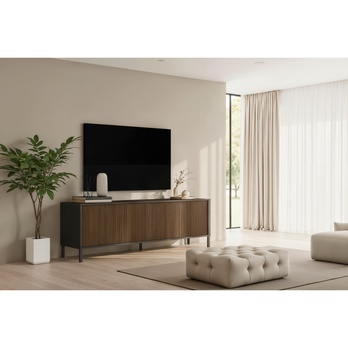 TV komoda CORTINA antracitová/tmavohnedá 1