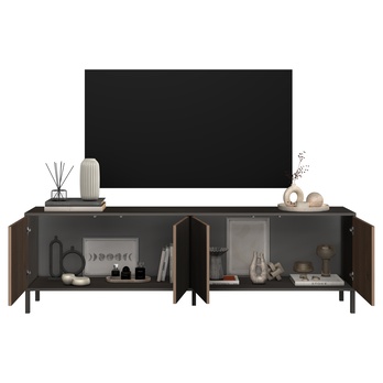 TV komoda CORTINA antracitová/tmavohnedá 2