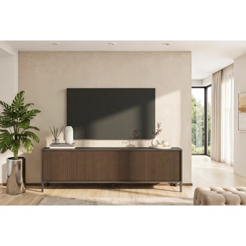 TV komoda CORTINA antracitová/tmavohnedá 3