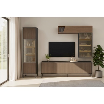 Obývacia stena CORTINA antracitová/tmavohnedá 1