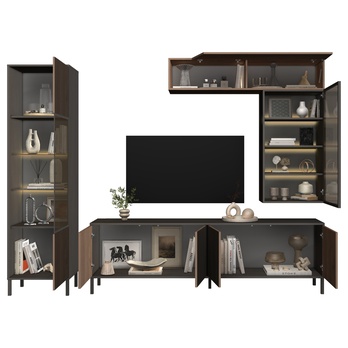 Obývacia stena CORTINA antracitová/tmavohnedá 2