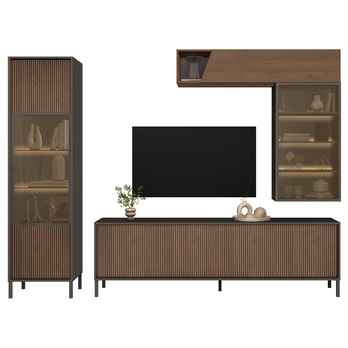 Obývacia stena CORTINA antracitová/tmavohnedá 4