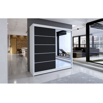 Šatníková skriňa CORY biela/čierna 3