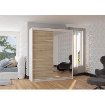 Šatníková skriňa CORY biela/dub sonoma 1