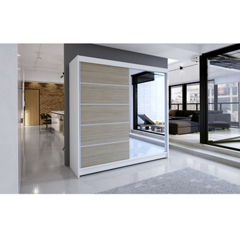 Šatníková skriňa CORY biela/dub sonoma 3