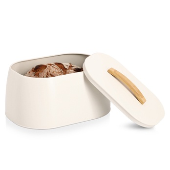 Nádoba na chlieb CREME biela/drevo 2