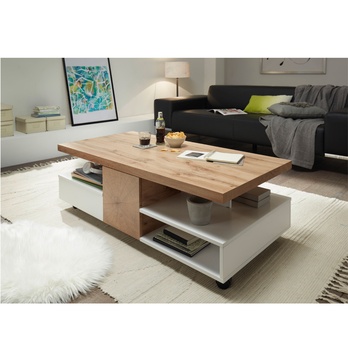 Konferenčný stolík CREVIN dub/biela matná 1