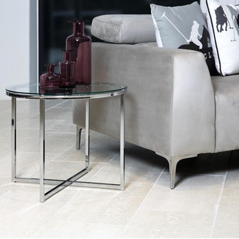 Odkladací stolík CROSS priehľadná/chróm 1