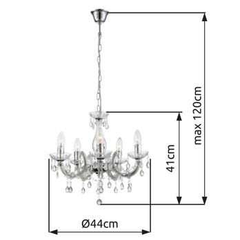 Závesné svietidlo CUIMBRA II chróm/priehľadná 5