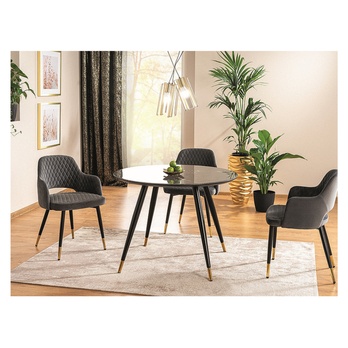 Jedálenský stôl CYRYL  2 čierny mramor/zlatá 1