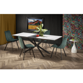 Jedálenský stôl DAISIL biely mramor/čierna 6