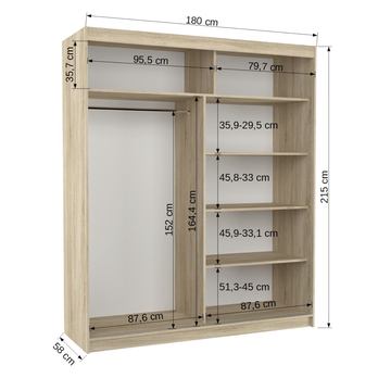 Šatníková skriňa DALENA dub sonoma 4