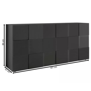 Komoda DAMA 7 sivá lesklá 2