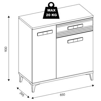 Komoda DARCY SB2 zlatý remeselný dub/alpská biela lesklá 4
